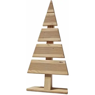 Floranica Holz-Weihnachtsbaum Naturholz Dekobaum Tanne 60x27cm Weihnachtsdekoration für Drinnen & Draußen Mini Holzbaum aus Lärchenholz Handgefertigt Kleiner Unbehandelt
