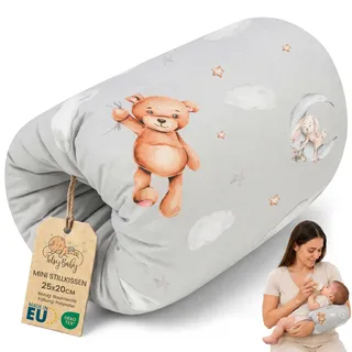 Stillkissen klein Breastfeeding und Nursing Pillow für unterwegs 20 cm - Stillmuff Armkissen und Lagerungskissen Baby Arm Still Kissen aus weicher Baumwolle Oeko-Tex Teddybären