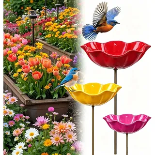 Vogeltränke – 3-teilig – Gartenfutterhaus – Vogeltränken – Vogeltränke Mit Ständer – Vogeltränke – Gartendekoration Für Vögel – Für Garten, Rasen Und Terrasse – Mehrfarbig