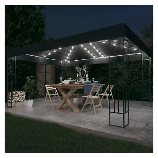 vidaXL Pavillon mit LED-Lichterkette 3x4 m Anthrazit Stoff