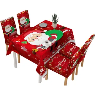 semen Weihnachtstischdecke Set Stuhlabdeckung Stuhlhussen Weihnachten Dekoration