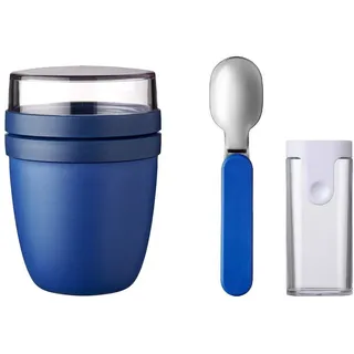 Mepal - Klapplöffel-Set mit Lunchbox Ellipse - Praktischer Joghurt- & Müslibecher - Unterteilung für Joghurt & Müsli - Gefrierschrank-, Mikrowellen- und Getreidegeeignet