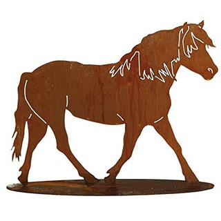 Gartenfigur Rost auf festem Stand – Hochwertig & Wetterfest - Metall Tierfigur - Edelrost Dekofigur/Tier Figur – Gartendeko/Dekoration (Pferd - Höhe 60cm)