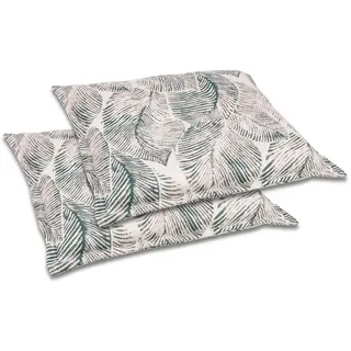 Gartensitzkissenset, Grau, Beige, Textil, 2-teilig, Blätter, Füllung: Schaumstoff, Vlies, quadratisch, 50x50 cm, Oeko-Tex® Standard 100, pflegeleicht, hochwertige Qualität, langlebig, für den Außenbereich geeignet, Outdoor-Kissen, Outdoor-Sitzkissen
