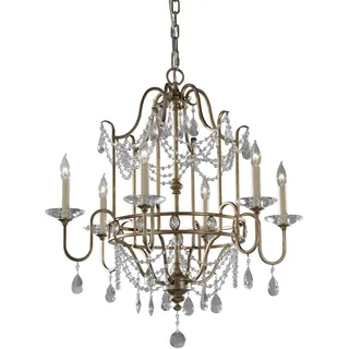 Kronleuchter Hängelampe Deckenleuchte Kristalle Glas Gold-Silber D 66,7cm Luster