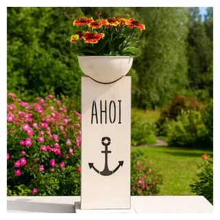 Boltze Dekosäule mit Pflanzschale aus Metall " Ahoi Anker Design, 73 cm von Boltze - Garten Terrassen Deko
