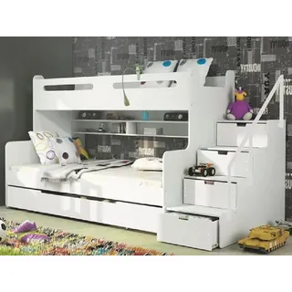 Xlmoebel Etagenbett Drei-Betten Kinderbett mit modernem Design und stabilem Rahmen (Etagenbett, Etagenbett), Hergestellt in Europa weiß