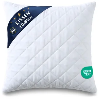 Amazinggirl Kopfkissen 80x80 cm – Schlafkissen mit Mikrofaser Füllung | Auch als Innenkissen für Sofakissen und Dekokissen – Kopfkissen OEKO-TEX zertifiziert atmungsaktiv und formstabil Weiß