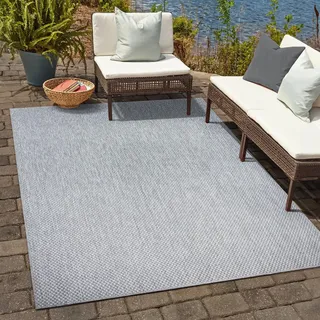 SANAT Melissa Outdoor Teppich Wetterfest - Balkon Teppich Wasserabweisend - Teppich für den Innen und Außenbereich, Terrasse, Garten, Wohnzimmer oder Küche - Hell Grau, 240x330 cm