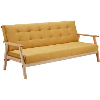 SalesFever Schlafsofa Strukturstoff 3-Sitzer Senfgelb