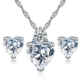 N/K Ohrringe Halskette Diamant Herz Stil Elegante Frauen kristall schmuck Set kristall anhänger für Dame mädchen bequem und praktisch