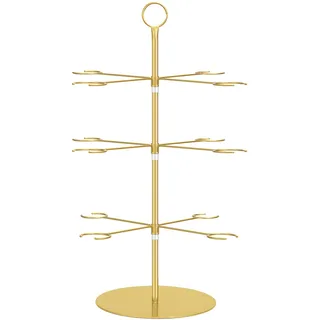 IGTOPS Cocktail-Baumständer, Metall-Turm für Hochzeitsfeier, 3 Ebenen, 12 Halterungen für Weinglashalter, Barständer, Getränkeständer, Champagnerständer, Gold