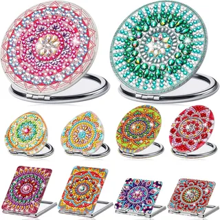 Weysat 10 Pcs Diamond Painting Compact Mirror DIY Pocket Purse Mirror with Diamond Painting Cover Crystal Diamond Painting Crafts Diamond Painting Art Kit for Adults Women Girls Kids (Mandala)