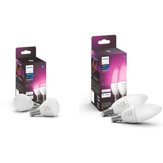 Philips Hue White & Color Ambiance E14 LED Lampen 2-er Pack (470 lm) & White & Color Ambiance E14 LED Lampen 2-er Pack (470 lm)