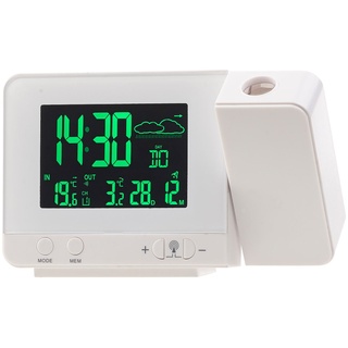 infactory Uhr mit Projektion: Funk-Wetterstation mit Projektions-Wecker, Außensensor und USB, weiß (Funk Projektionsuhr, Projektionwecker, Außentemperaturanzeige)