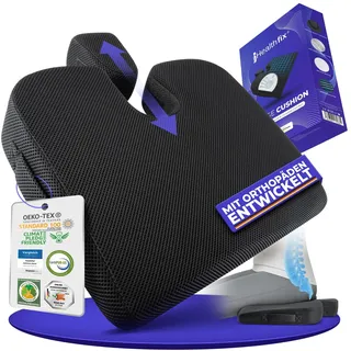 Healthfix® Keilkissen zur Verbesserung der Sitzhaltung - Bequemes ergonomisches Sitzkeil für Stuhl, Auto & Co. | Orthopädisches Sitzkissen mit Optimalem Memory-Foam Härtegrad (Soft (45-70 KG))