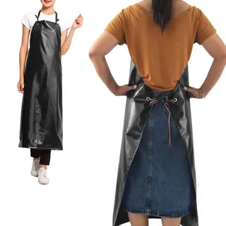 Verstellbare wasserdichte PVC-Schürze, Säurefleckenabweisend, Kochschürze, Lätzchen, Unisex, Schwarz