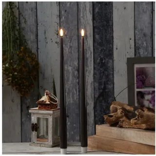 Deluxe Homeart LED-Kerze LED Stabkerzen ELLA Deluxe Lack Tafelkerze flackernd H: 38cm mokka 2St (2-tlg) braun