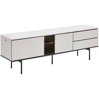 VOLEO Kasano TV-Lowboard 167x56x41 cm Schwarz Glas/Metall/Holzwerkstoff