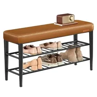 VASAGLE EKHO Kollektion Schuhbank mit Nähten 30 x 100 x 50 cm, karamellbraun