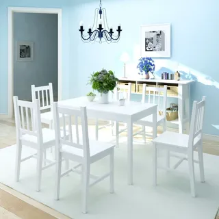 Duolm Siebenteiliges Esstisch-Set Pinienholz Weiß