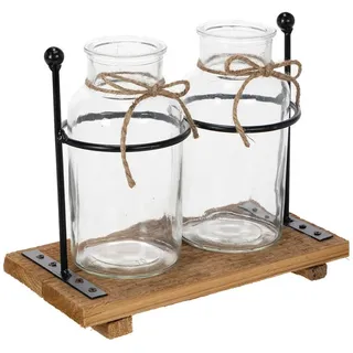 Florists Products Tischvase Flaschenvase Dekoration Glas Metall Holz Tischdeko Vintage