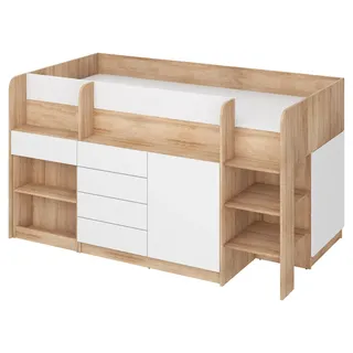 BIM Furniture Etagenbett Smile 90 x 200 cm Eiche massiv braun-weiß