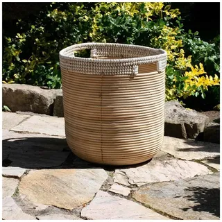 BOURGH Wäschekorb RATESCH Korb / Pflanzkorb ⌀40 cm - Wäschekorb aus Rattan und Seegras, rund