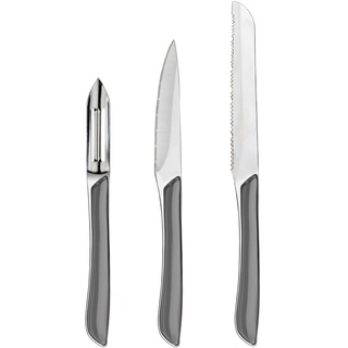 Amefa - Eclat – Set 3 Messer, grau: Office, Schäler, kleines Gemüse