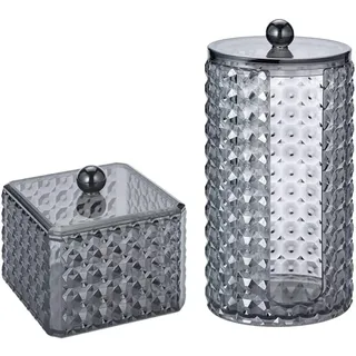 2 Stück Wattepad Aufbewahrungbox Mit Deckel, Acryl Wattepadspender, Acryl Wattepads Aufbewahrung, Kosmetik Organizer Wattepadsbox, für Schlafzimmer, Badezimmer, Makeup-Tischspeicher (Schwarz)