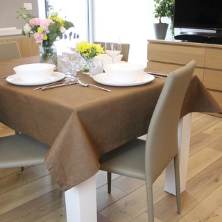 casaviva Rechteckiges Tischtuch aus Leinenoptik aus Baumwolle,140 x 180 cm, 6 Plätze, Schokolade, modern, elegant, für Feste und Bankette, rechteckige Tischabdeckung