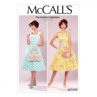 McCall 's Damen Schnittmuster 7599 Vintage Style gefüttert Ausgestelltes Kleid mit Petticoat