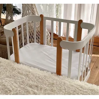 Casa Padrino Luxus Massivholz Babybett Grau / Naturfarben 95 cm