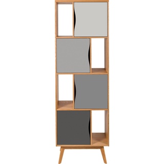 Bücherregal WOODMAN "Avon" Regale grau (eiche, grau) Bücherregale Regale Höhe 191 cm, Holzfurnier aus Eiche, schlichtes skandinavisches Design