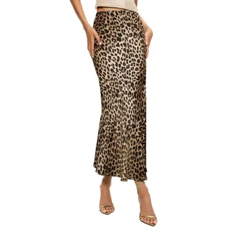 NIUVOO Satin-Röcke für Damen, hohe Taille, schmale Seidenröcke, Sommer, elegant, einfarbig, ausgestellt, seidig, lang, A-Linie, Midi-Röcke