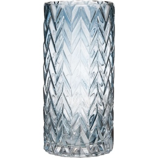 BUTLERS Vase graphische Strukturen aus Glas in Blau -Beverly- charmante Dekoration für Wohnzimmer und Tischdeko | Blumenvase für Tulpen, Rosen, Pampasgras oder Trockenblumen