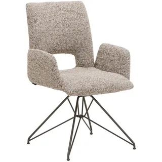 Venjakob Armlehnstuhl, Braun, Hellbraun, Beigebraun, Metall, Textil, rund, Haarnadel, Stativgestell, 50x92x62 cm, Goldenes M, Made in Germany, Dgm, DGM-Emissionslabel, Beinauswahl, Lederauswahl, Stoffauswahl, Typenauswahl, Sitzfläche 360° drehbar, inklusive Armlehnen, automatische Rückholfunktion, Esszimmer, Stühle, Esszimmerstühle, Armlehnenstühle
