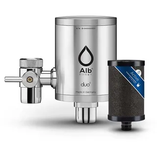Alb Filter Alb Filter® Duo Active Trinkwasserfilter | Armatur Anschluss | Filtert Schadstoffe, Chlor, Blei, Pestizide, Mikroplastik | Set mit Gehäuse und Kartusche | Made in Germany Edelstahl Natur