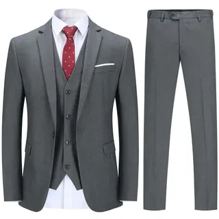 YOUTHUP Herren Anzug Slim Fit 3 Teilig Anzüge für Hochzeit Business - M