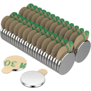KUBDPQOR Packung mit 60 Mini-Magneten zum Kleben – Flache, Selbstklebende Neodym-Magnete, Perfekt für Papier, Fotos, Poster und Kleine Dekorationen - Large