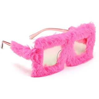 ZAMXHUG 1 Paar Oversized Plüsch-Sonnenbrille,Modische Personalisierte Sonnenbrille, Katzenauge Sonnenbrille,Partybrillen für Fasching Foto Requisiten Geburtstagsfeier(Rosenrot)