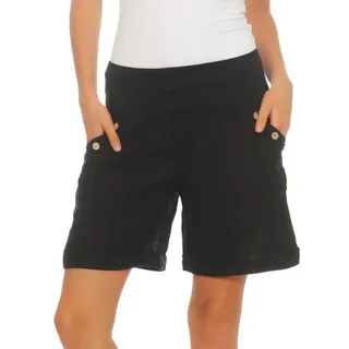 Mississhop Leinenhose 100 % Leinen Damen Shorts Leinenshorts Bermuda kurze Hose 280 schwarz XXL (entspr. 40-42)