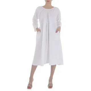 Ital-Design Sommerkleid Damen Boho/Hippie Sommerkleid in Weiß weiß L