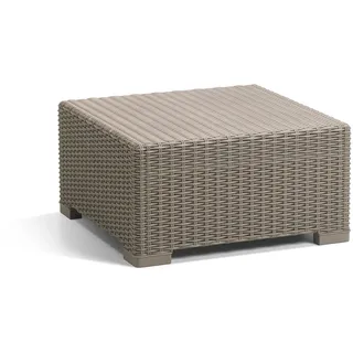 Allibert by Keter California Gartentisch aus Kunststoff, Beistelltisch für Garten, Terrasse & Balkon, runde Rattanoptik, quadratisch, cappuccino, 68 x 68 x 35 cm