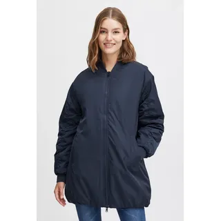 Oxmo Bomberjacke OXCamille coat 21800185-ME, Modischer langer Blouson mit Kontrastfutter in Dunkelblau | Gr.: 42