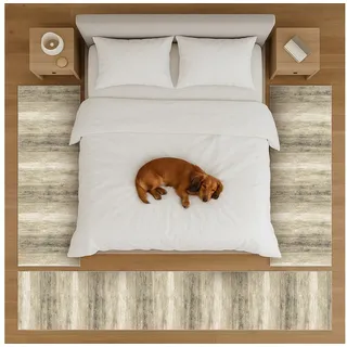 oKu-Tex Teppich Phoenix Wohnzimmerteppich, Kurzflor Beige meliert, Bettumrandung, Höhe: 8,5 mm, besonders weicher Kurzflor, pflegeleicht beige Bettumrandung | 67 cm x 620 cm