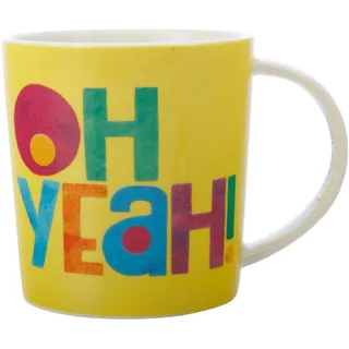 Maxwell & Williams DX1073 Kaffee-Tasse 380 ml – Serie Be Kind – Porzellan mit Schriftzug Oh Yeah bunt – in Geschenkbox