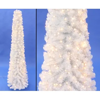 Künstliche Weihnachtsbaum Säule Kasan weiß 210cm mit LED Lämpchen, 496 Zweige B1