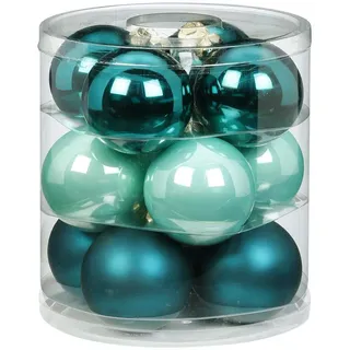 Magic Weihnachtskugeln Glas 8cm 12 STK. Christbaumkugeln (Green Emerald (Mint Dunkel Türkis Meerblau))