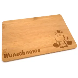 Samunshi® Holzbrett mit Gravur Zebra aus Bambus Brett Frühstücksbrettchen Kinder als Holz Schneidebretter Holzbrett Küche Vesperbrett mit Motiv